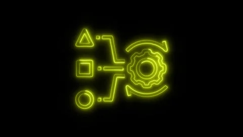 Data Analysis Simulation Outline Icon in HD Video Neon Animation 库存影片 304554003