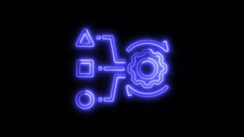 Data Analysis Simulation Outline Icon in HD Video Neon Animation 動画素材 304554006
