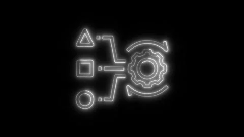 Data Analysis Simulation Outline Icon in HD Video Neon Animation Stock-Footage 304554009