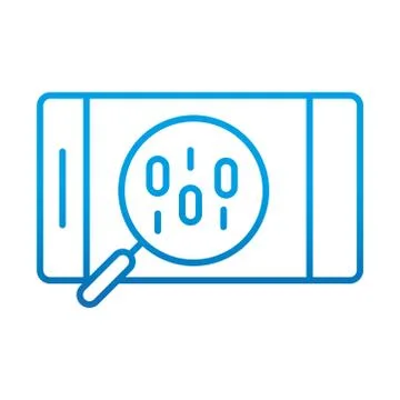 Data analysis, smartphone binary code magnifier financial business, gradient 스톡 일러스트