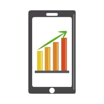 Data analysis, smartphone digital chart business strategy and investment flat Stock Illustration