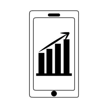 Data analysis, smartphone digital chart business strategy and investment line Illustrazione stock