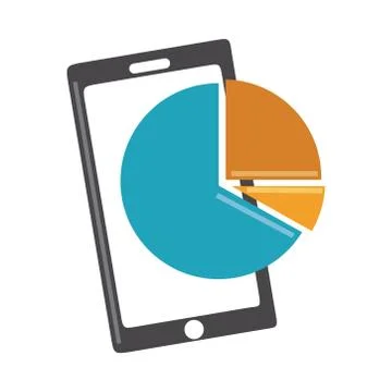 Data analysis, smartphone pie chart report digital business strategy and Illustrazione stock