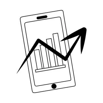 Data analysis, smartphone screen with graphs, perspective business strategy line 스톡 일러스트