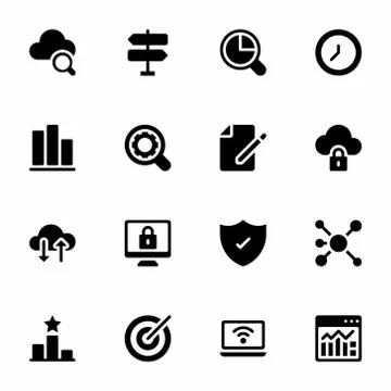 Data Analysis Solid Icons Illustrazione stock