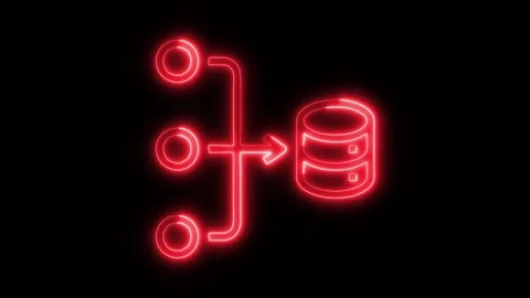 Data Analysis Source Outline Icon in HD Video Neon Animation Stock Footage 304554047