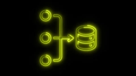 Data Analysis Source Outline Icon in HD Video Neon Animation Vídeo Stock 304554048