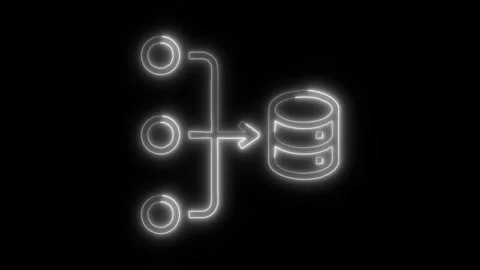 Data Analysis Source Outline Icon in HD Video Neon Animation Vídeo Stock 304554056