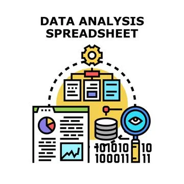 Data analysis spreadsheet concept for financial management Stock-Illustration