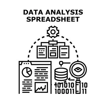 Data analysis spreadsheet concept for financial management Stock Illustration