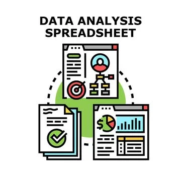 Data analysis spreadsheet concept visualizing business finance 库存插图