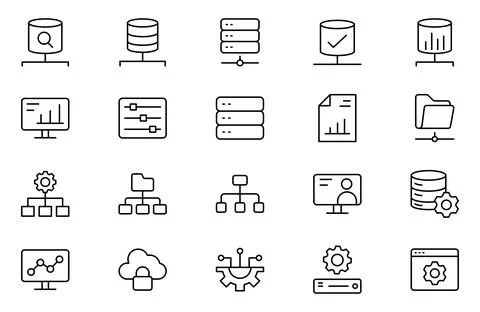 Data analysis, statistics, analytics - minimal thin line web icon set. Outl.. Stock Illustration