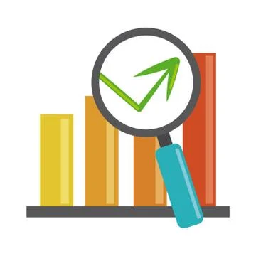 Data analysis, statistics arrow profit finance economy magnifier flat icon イラスト素材