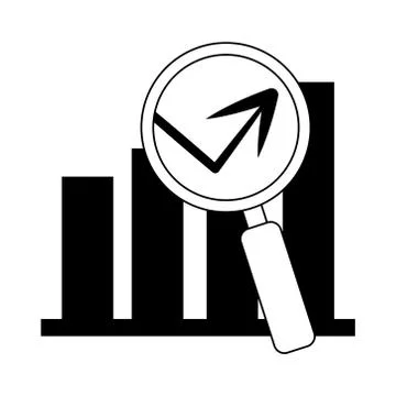 Data analysis, statistics arrow profit finance economy magnifier line icon 스톡 일러스트
