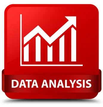Data analysis (statistics icon) red square button red ribbon in middle Illustrazione stock