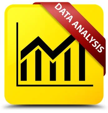 Data analysis (statistics icon) yellow square button red ribbon in corner Illustrazione stock