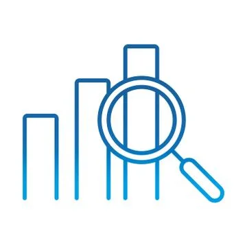 Data analysis, statistics profit finance economy magnifier, gradient blue line Stock Illustration