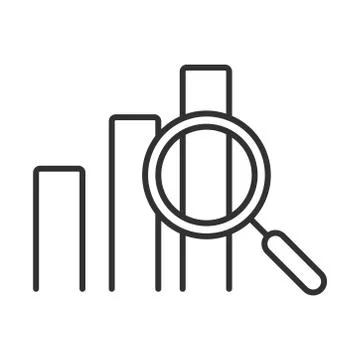 Data analysis, statistics profit finance economy magnifier line icon イラスト素材