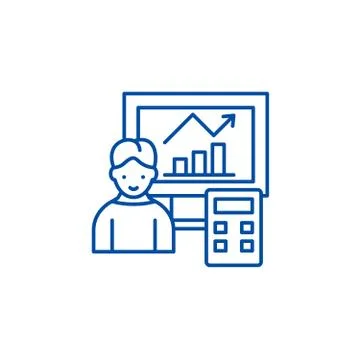 Data analysis system line icon concept. Data analysis system flat vector symbol Stock Illustration