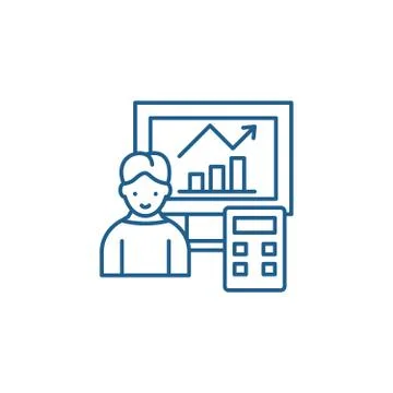 Data analysis system line icon concept. Data analysis system flat vector symbol Stock Illustration