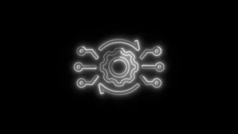 Data Analysis System Outline Icon in HD Video Neon Animation Stock Footage 304553843