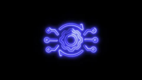Data Analysis System Outline Icon in HD Video Neon Animation 動画素材 304553850