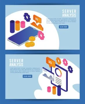 Data analysis tech with tablet and smartphone devices Stock Illustration