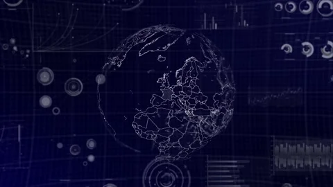Data analysis Technology Globe rotating on France Country with graphs, 動画素材 211650351
