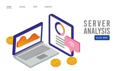 Data analysis technology with laptop and tablet devices Stock Illustration