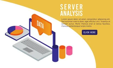 Data analysis technology with laptop and speech bubble Illustrazione stock