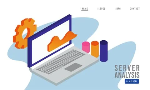 Data analysis technology with laptop computer and gear 스톡 일러스트