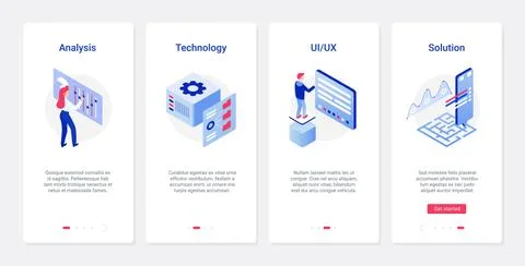 Data analysis technology, smart solutions, UX, UI onboarding mobile app page 스톡 일러스트