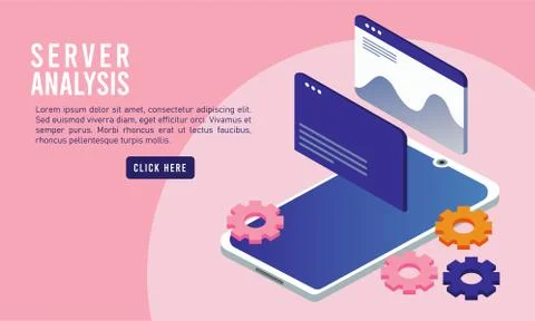 Data analysis technology with smartphone and webpage template Illustrazione stock