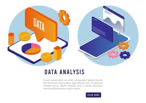 Data analysis technology with tablet and smartphone devices Stock Illustration