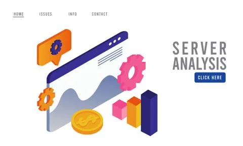 Data analysis technology with webpage template and statistics Stock-Illustration