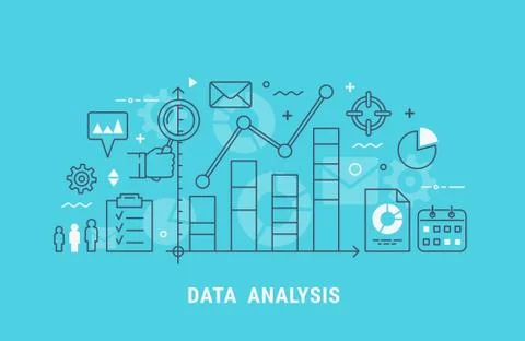 Data analysis thin line vector illustration Stock Illustration