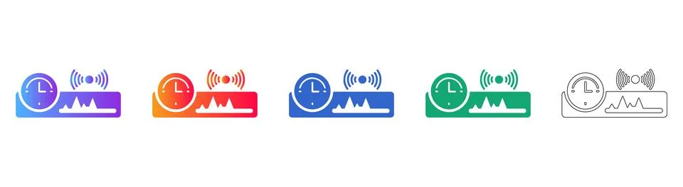 Data Analysis Time Waveform Icons Set Illustrazione stock