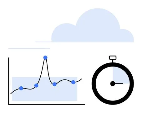 Data Analysis Timing and Trend Monitoring with Chart and Stopwatch 스톡 일러스트
