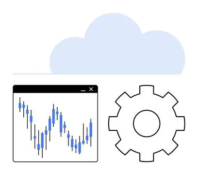 Data Analysis Tools with Cloud Computing and Engineering Process Optimization Stock Illustration