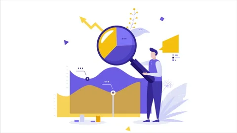 Data analysis using 2D flat character animation Stock Footage 310533543