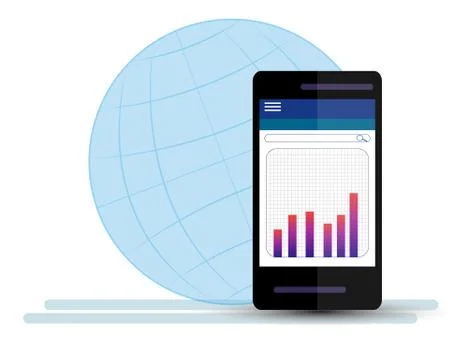 Data Analysis Using Modern Electronic and Mobile Devices Concept Flat Desig.. Stock Illustration