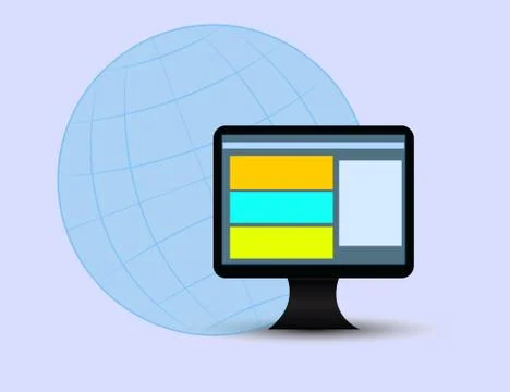 Data Analysis Using Modern Electronic and Mobile Devices Concept Flat Desig.. Stock Illustration