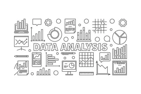 Data Analysis vector horizontal banner Stock Illustration