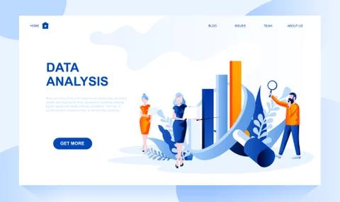 Data analysis vector landing page template Stock Illustration