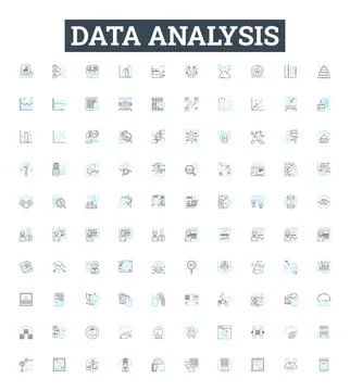 Data analysis vector line icons set. Analytics, Mining, Exploration, Modeling イラスト素材