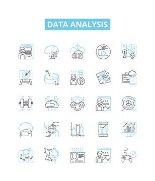 Data analysis vector line icons set. Analytics, Mining, Exploration, Modeling イラスト素材