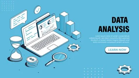 Data analysis vector poster Illustrazione stock