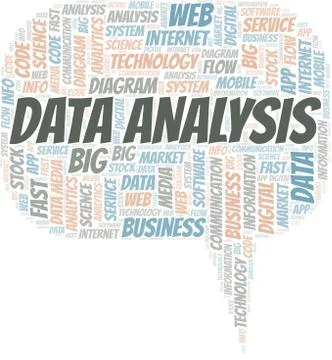 Data Analysis vector word cloud, made with text only. Illustrazione stock