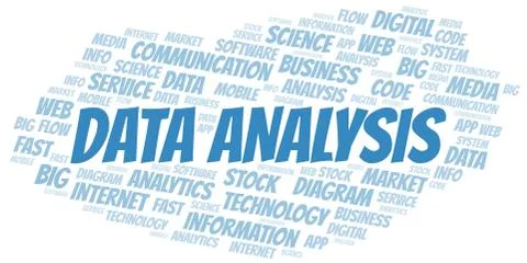 Data Analysis vector word cloud, made with text only. Stock Illustration