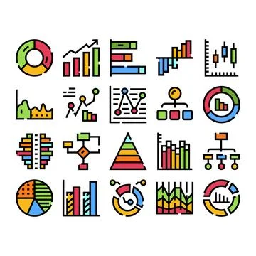 Data analysis visualization charts and graphs collection Illustrazione stock
